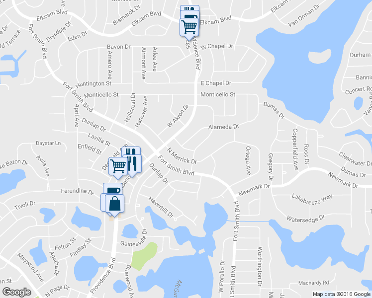 map of restaurants, bars, coffee shops, grocery stores, and more near 1618 Horseshoe Terrace in Deltona