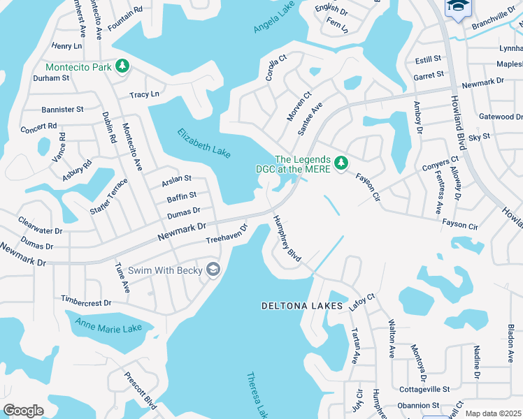map of restaurants, bars, coffee shops, grocery stores, and more near 2632 Newmark Drive in Deltona