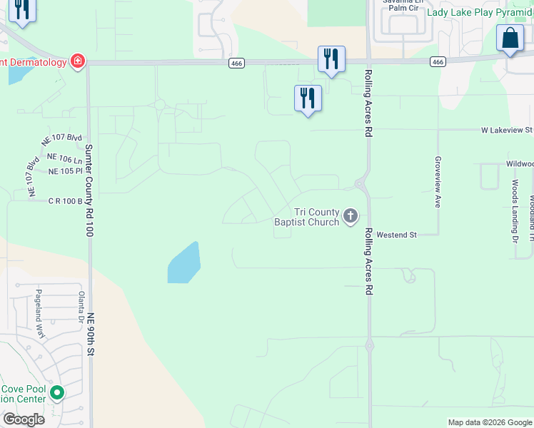 map of restaurants, bars, coffee shops, grocery stores, and more near 549 Little Dirt Road in Lady Lake