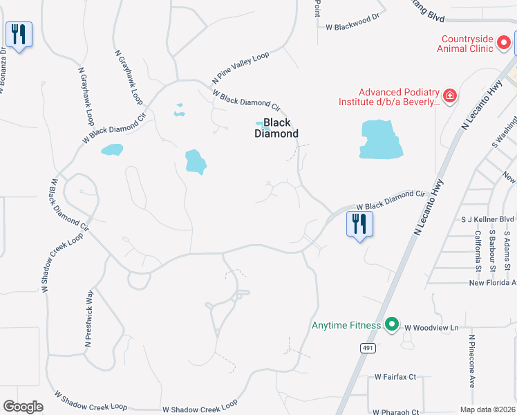 map of restaurants, bars, coffee shops, grocery stores, and more near 3148 West Bermuda Dunes Drive in Lecanto