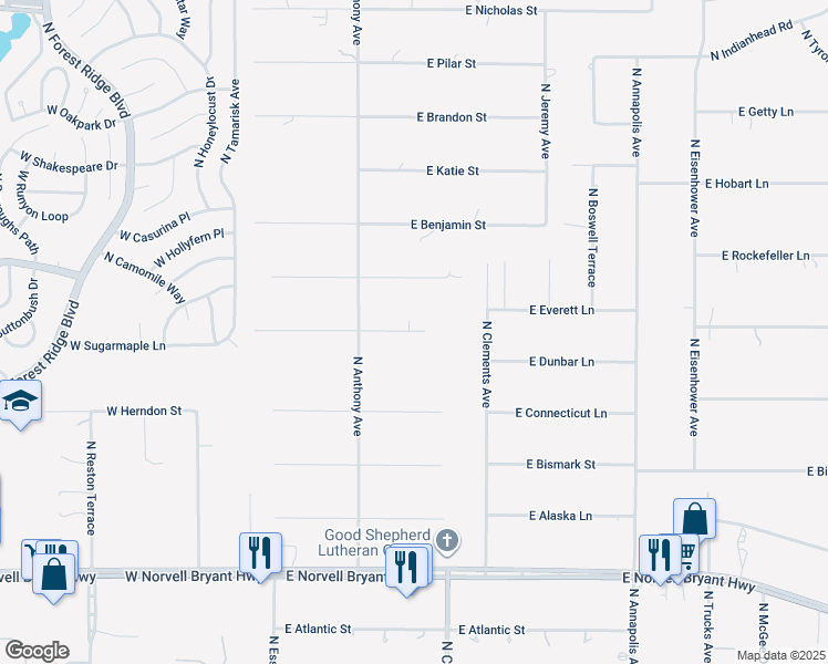 map of restaurants, bars, coffee shops, grocery stores, and more near 476 East Joshua Court in Hernando