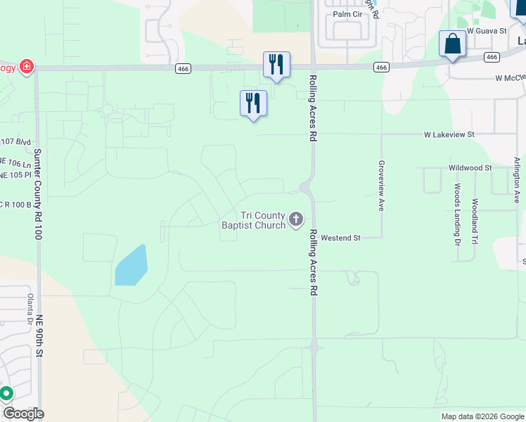 map of restaurants, bars, coffee shops, grocery stores, and more near 811 Plum-Nearly Lane in Lady Lake