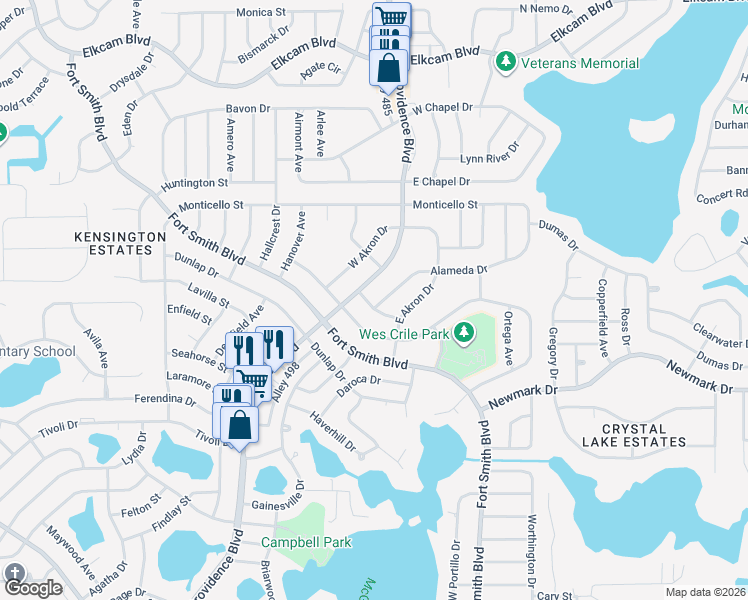 map of restaurants, bars, coffee shops, grocery stores, and more near 1618 Horseshoe Terrace in Deltona