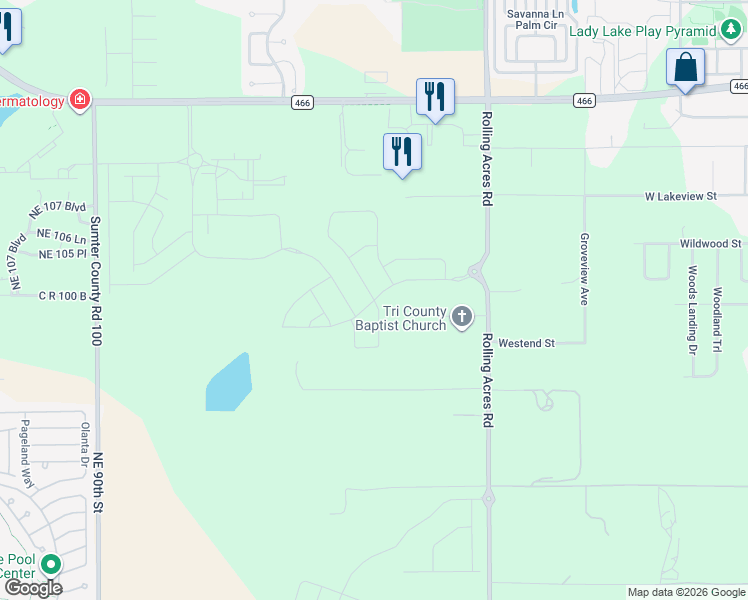 map of restaurants, bars, coffee shops, grocery stores, and more near 811 Plum-Nearly Lane in Lady Lake