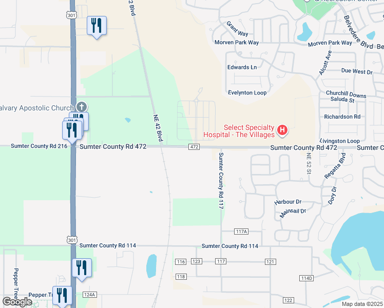 map of restaurants, bars, coffee shops, grocery stores, and more near 10318 County Road 117 in Oxford