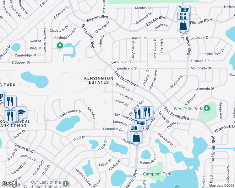 map of restaurants, bars, coffee shops, grocery stores, and more near 1506 Lavilla Street in Deltona