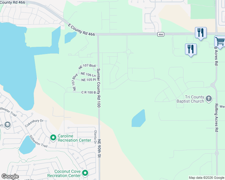 map of restaurants, bars, coffee shops, grocery stores, and more near 10524 Country Road 100 in Lady Lake