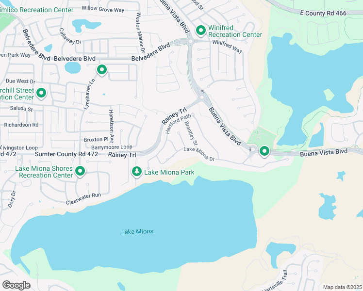 map of restaurants, bars, coffee shops, grocery stores, and more near 968 Fairhope Lane in The Villages