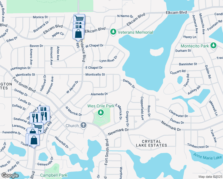 map of restaurants, bars, coffee shops, grocery stores, and more near 1631 Giffen Avenue in Deltona