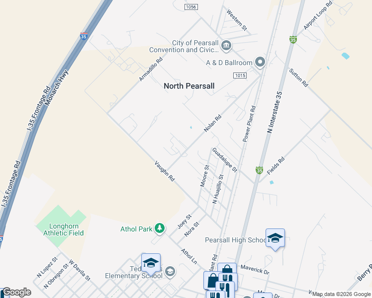 map of restaurants, bars, coffee shops, grocery stores, and more near 1941 Nolan Road in Pearsall