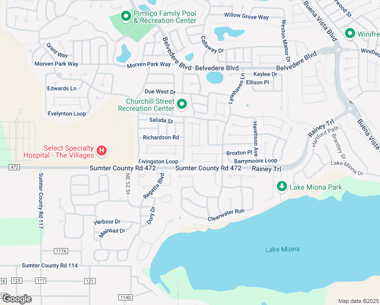 map of restaurants, bars, coffee shops, grocery stores, and more near 903 Livingston Loop in The Villages
