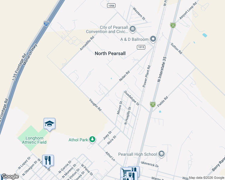 map of restaurants, bars, coffee shops, grocery stores, and more near 1941 Nolan Road in Pearsall