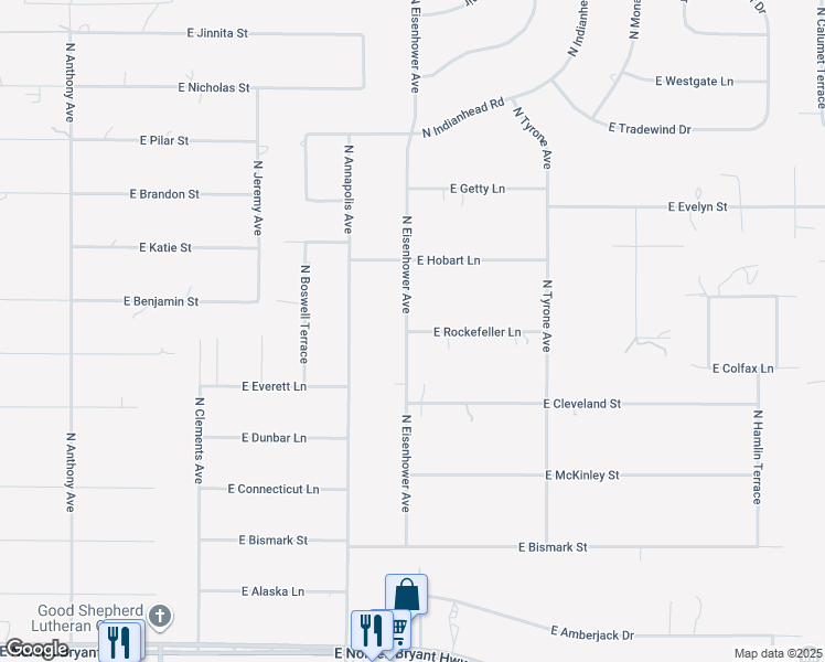 map of restaurants, bars, coffee shops, grocery stores, and more near 1025 East Rockefeller Lane in Hernando