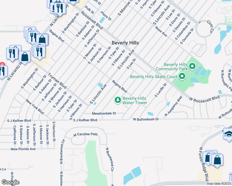 map of restaurants, bars, coffee shops, grocery stores, and more near 206 South Davis Street in Beverly Hills