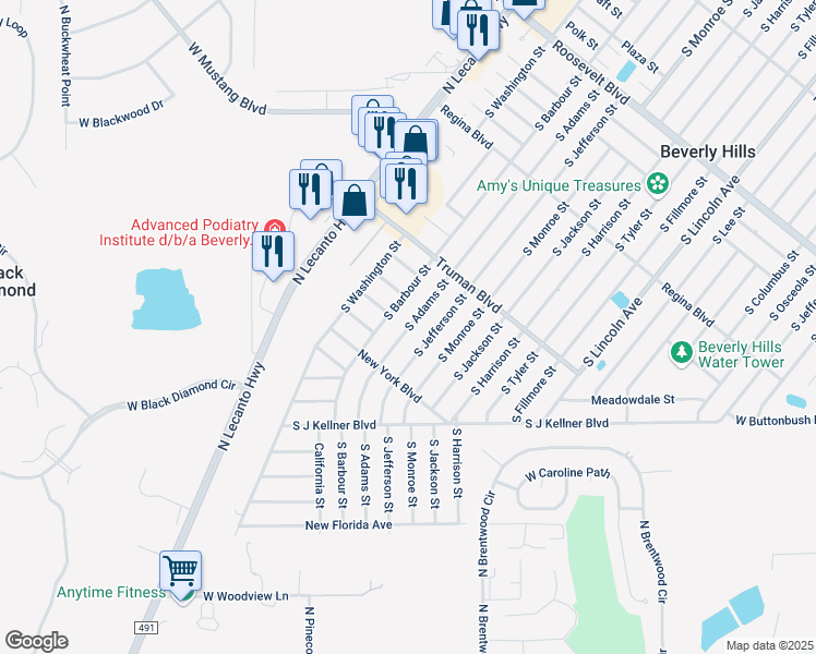 map of restaurants, bars, coffee shops, grocery stores, and more near 320 South Adams Street in Beverly Hills