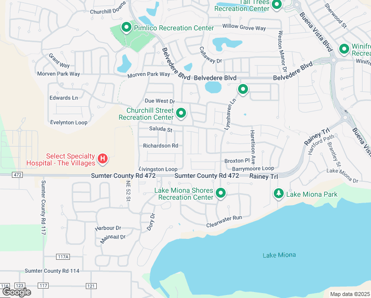 map of restaurants, bars, coffee shops, grocery stores, and more near 879 Livingston Loop in The Villages