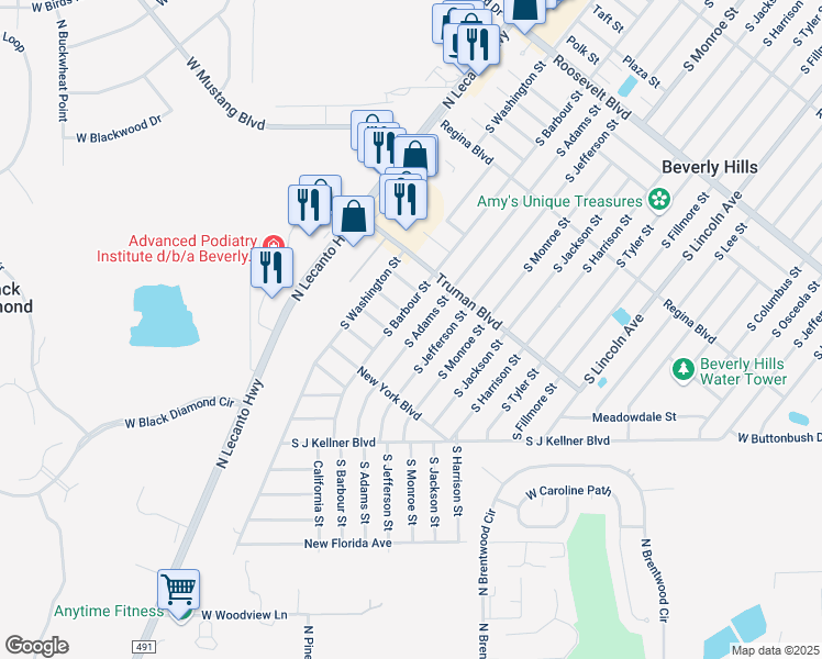 map of restaurants, bars, coffee shops, grocery stores, and more near 320 South Adams Street in Beverly Hills