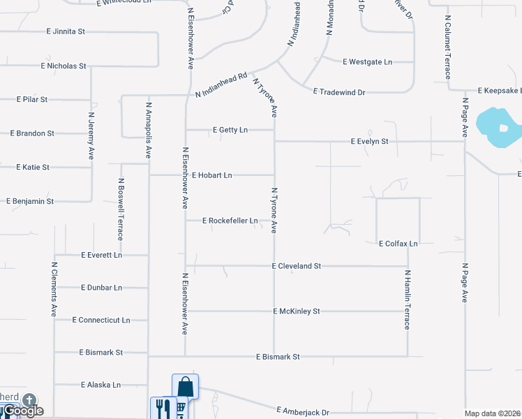 map of restaurants, bars, coffee shops, grocery stores, and more near 1283 East Rockefeller Lane in Hernando