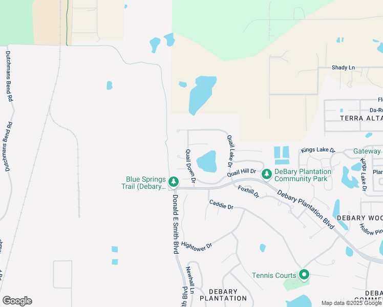 map of restaurants, bars, coffee shops, grocery stores, and more near 533 Quail Down Drive in DeBary