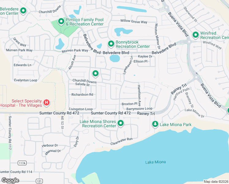 map of restaurants, bars, coffee shops, grocery stores, and more near 911 Terrebonne Terrace in The Villages