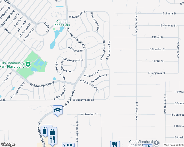 map of restaurants, bars, coffee shops, grocery stores, and more near 3359 North Sunrose Path in Beverly Hills