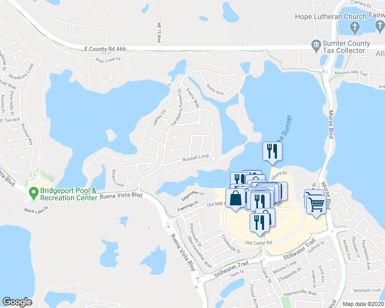 map of restaurants, bars, coffee shops, grocery stores, and more near 877 Scott Street in The Villages