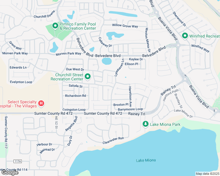 map of restaurants, bars, coffee shops, grocery stores, and more near 869 Terrebonne Terrace in The Villages