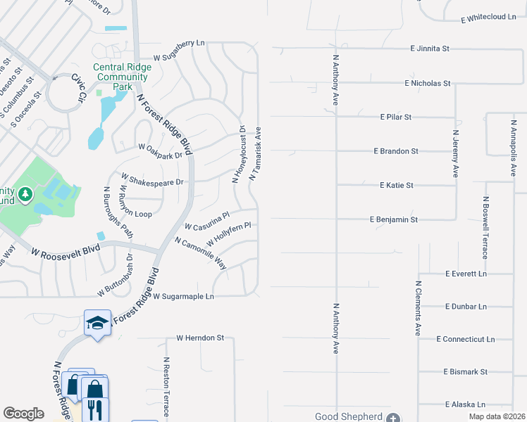 map of restaurants, bars, coffee shops, grocery stores, and more near 61 West Casurina Place in Beverly Hills