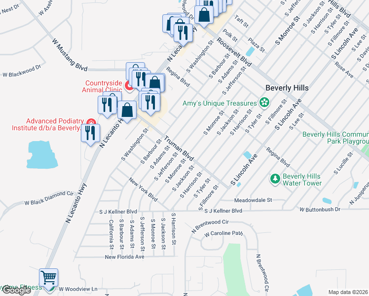 map of restaurants, bars, coffee shops, grocery stores, and more near 235 South Jefferson Street in Beverly Hills