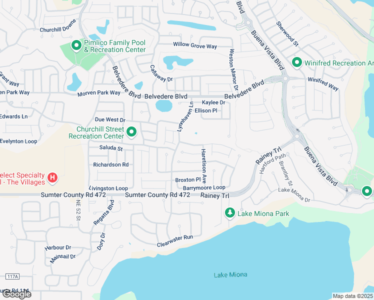 map of restaurants, bars, coffee shops, grocery stores, and more near 2197 Bernard Lane in The Villages