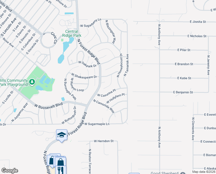 map of restaurants, bars, coffee shops, grocery stores, and more near 3359 North Sunrose Path in Beverly Hills
