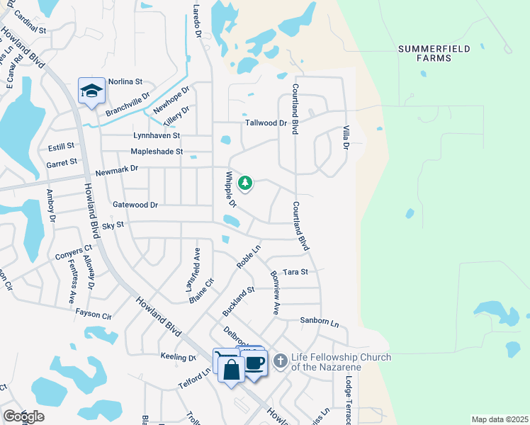 map of restaurants, bars, coffee shops, grocery stores, and more near 1698 Landfair Avenue in Deltona