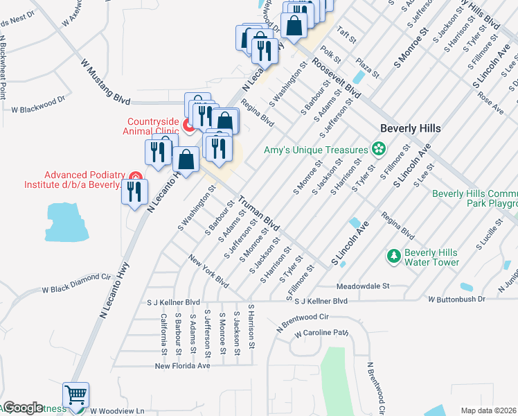 map of restaurants, bars, coffee shops, grocery stores, and more near 235 South Jefferson Street in Beverly Hills