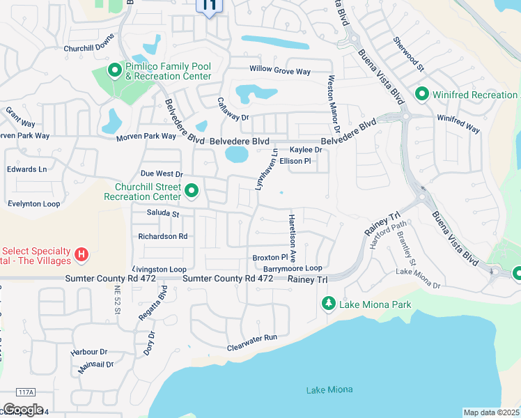 map of restaurants, bars, coffee shops, grocery stores, and more near 2197 Bernard Lane in The Villages