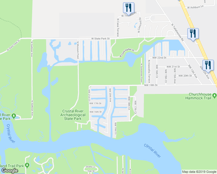 map of restaurants, bars, coffee shops, grocery stores, and more near 2000 Northwest 19th Street in Crystal River