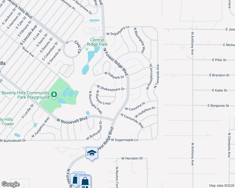 map of restaurants, bars, coffee shops, grocery stores, and more near 320 West Runyon Loop in Beverly Hills