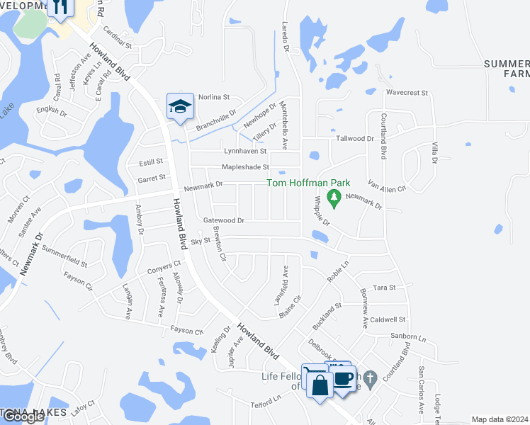 map of restaurants, bars, coffee shops, grocery stores, and more near 1739 McFarlane Avenue in Deltona