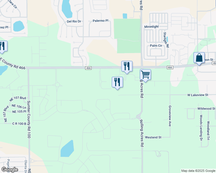 map of restaurants, bars, coffee shops, grocery stores, and more near 900 County Road 466 in Lady Lake