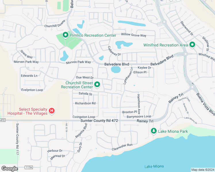 map of restaurants, bars, coffee shops, grocery stores, and more near 2298 Lamar Lane in The Villages