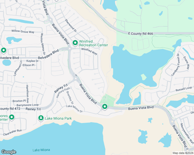 map of restaurants, bars, coffee shops, grocery stores, and more near 805 Winifred Way in The Villages