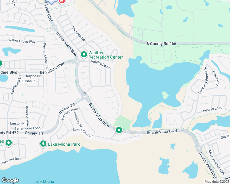 map of restaurants, bars, coffee shops, grocery stores, and more near 805 Winifred Way in The Villages