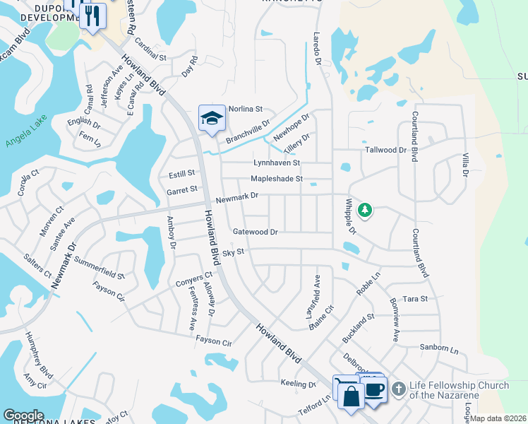 map of restaurants, bars, coffee shops, grocery stores, and more near 1763 Hillandale Avenue in Deltona
