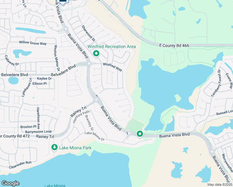 map of restaurants, bars, coffee shops, grocery stores, and more near 1755 Townsend Terrace in The Villages