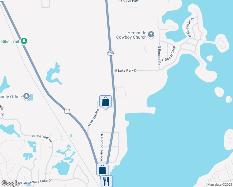 map of restaurants, bars, coffee shops, grocery stores, and more near 3580 East Wood Knoll Lane in Hernando
