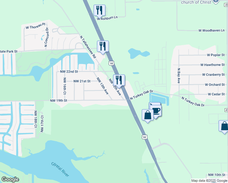 map of restaurants, bars, coffee shops, grocery stores, and more near 1941 Northwest 13th Avenue in Crystal River