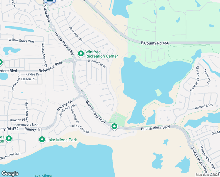 map of restaurants, bars, coffee shops, grocery stores, and more near 805 Winifred Way in The Villages