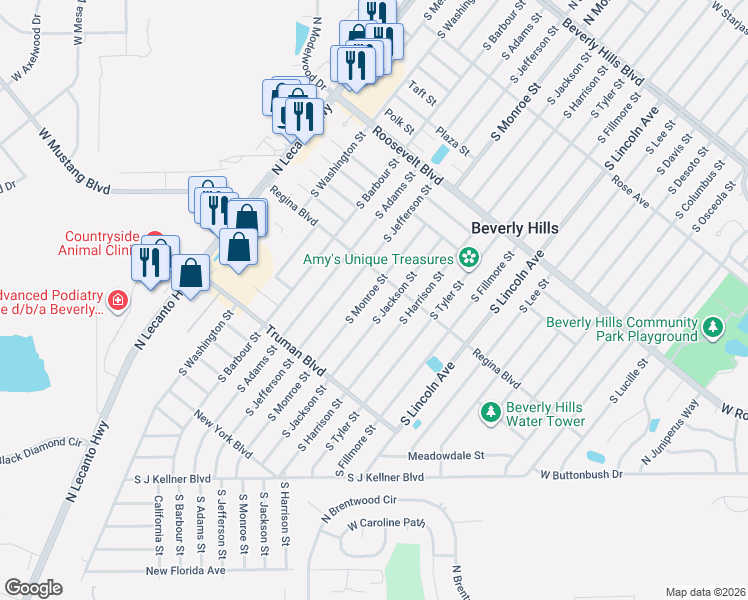 map of restaurants, bars, coffee shops, grocery stores, and more near 206 South Jackson Street in Beverly Hills