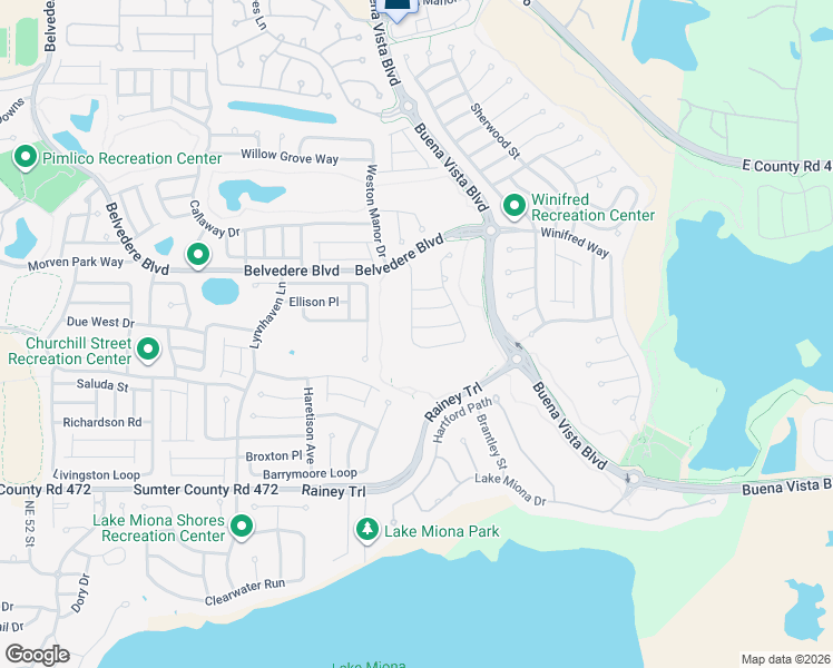 map of restaurants, bars, coffee shops, grocery stores, and more near 775 Castleberry Circle in The Villages