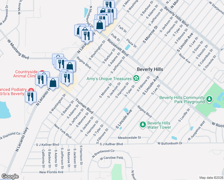 map of restaurants, bars, coffee shops, grocery stores, and more near 206 South Jackson Street in Beverly Hills