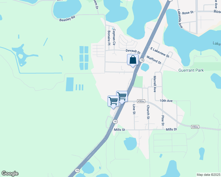 map of restaurants, bars, coffee shops, grocery stores, and more near 38851 Florida 19 in Umatilla